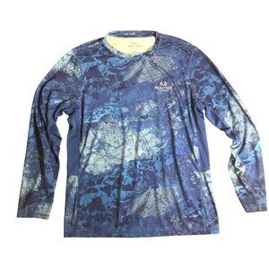 RealTree Mens Long Sleeve Performance Fishing Shirt Large Outdoors Blue Crewneck